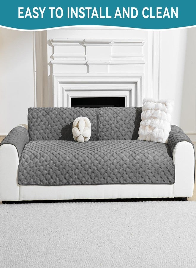 DEEPDREAM Deep Dream Velvet Couch Cover, Sectional Sofa Covers, Anti Slip Couch Covers for 3 Cushion Couch Pet Friendly, Washable Sofa Slipcovers for Dogs Pets Kids, Furniture Protector(Dark Grey, 36"x 71") - Image 3